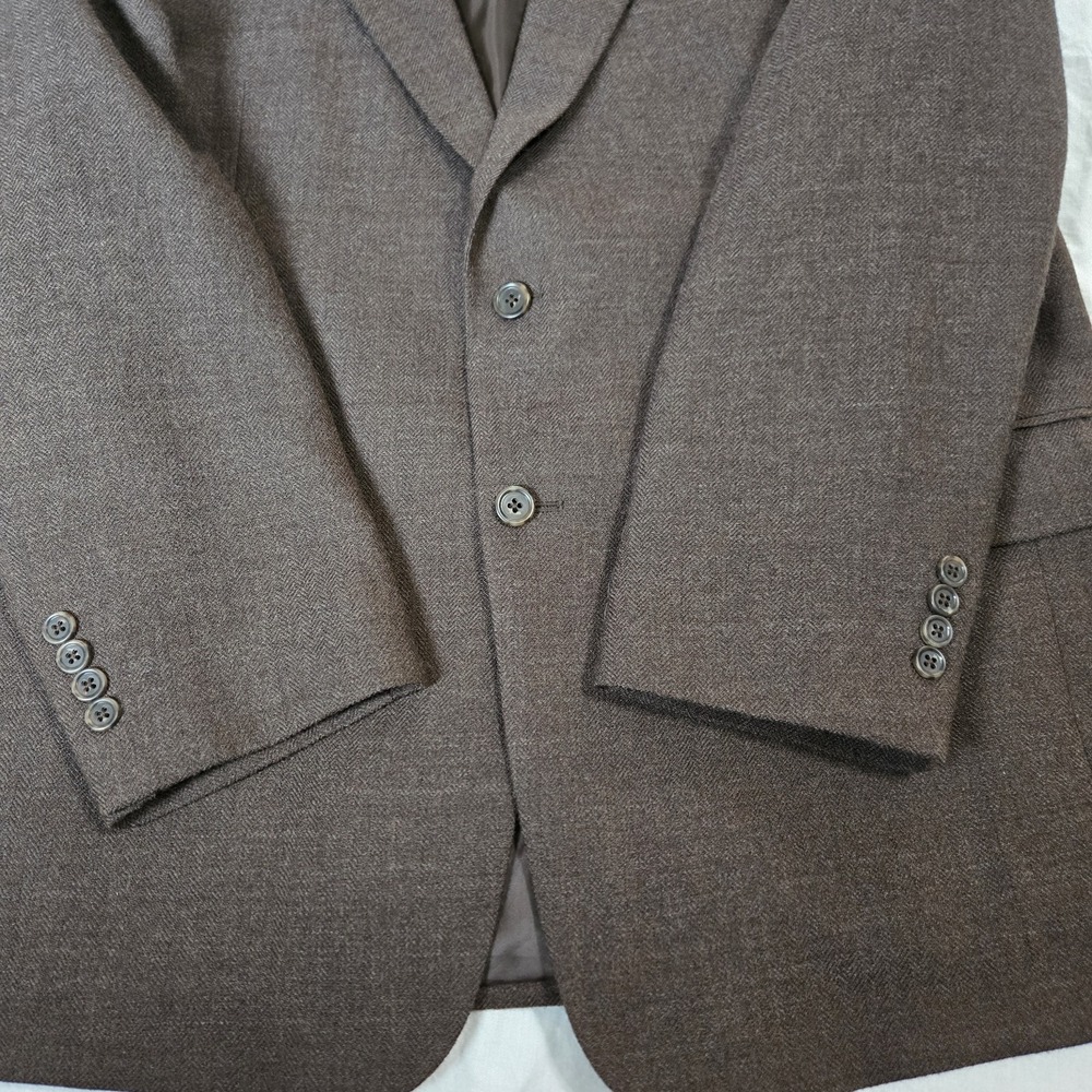 Jos A Bank 100% Wool Tweed Herringbone‎ 46R Blazer Sport Coat  Jacket Brown - Picture 7 of 10